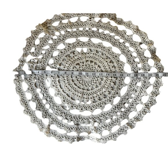 Handmade 22" Diameter Crocheted Cotton Doily - Picture 5 of 12